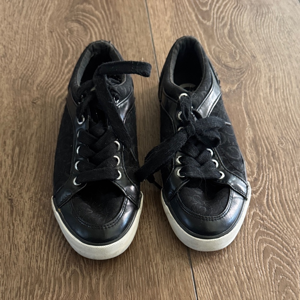 Guess Black Canvas Sneakers with White Accents